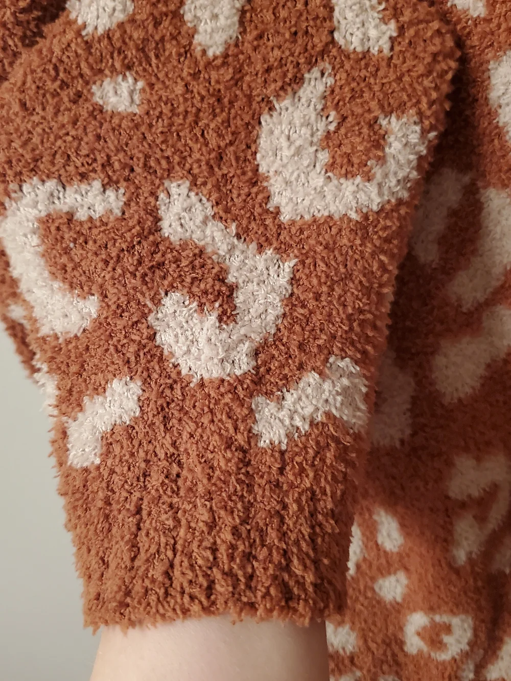 Women's Crewneck Leopard Sweater in Rust and Cream